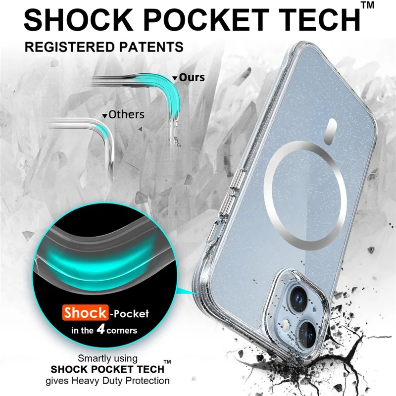 Bulk Purchasing For iPhone 13 Case Compatible with MagSafe Starry Glitter PC + TPU Phone Cover - Silver