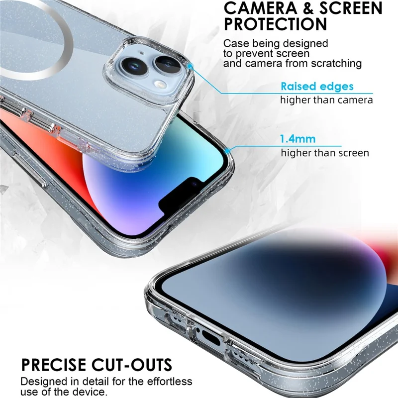 Bulk Purchasing For iPhone 13 Case Compatible with MagSafe Starry Glitter PC + TPU Phone Cover - Silver