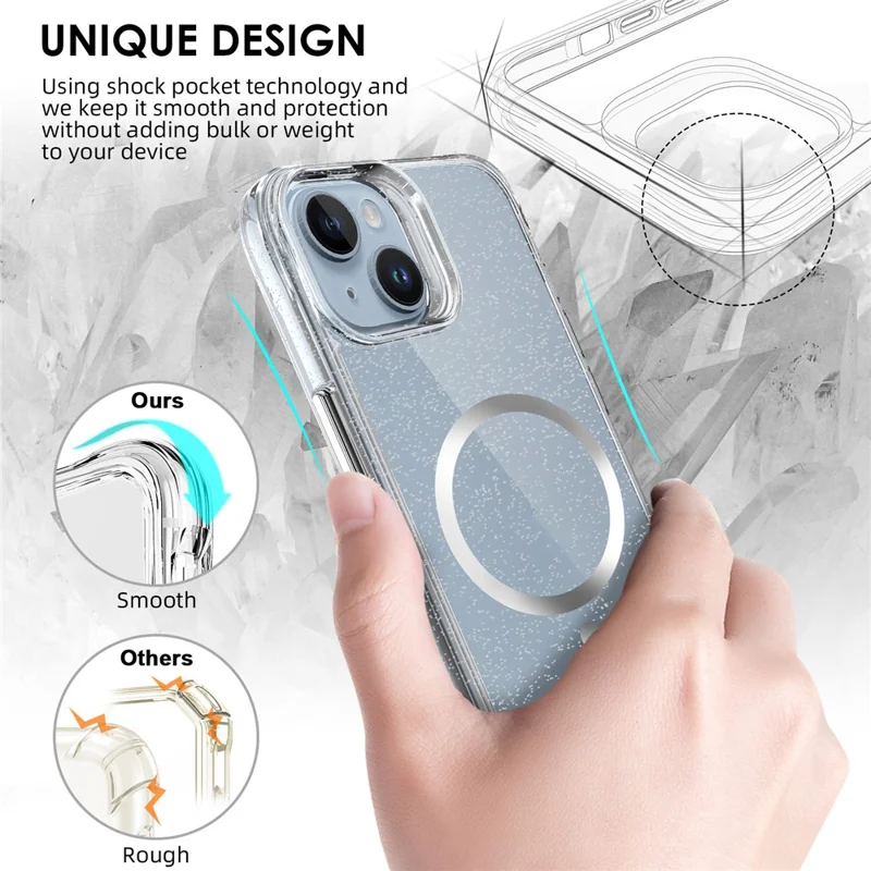 Bulk Purchasing For iPhone 13 Case Compatible with MagSafe Starry Glitter PC + TPU Phone Cover - Silver