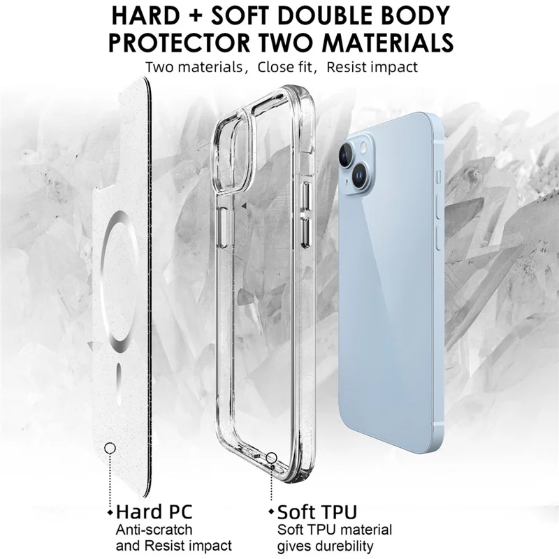 Bulk Purchasing For iPhone 13 mini Case Compatible with MagSafe Starry Glitter PC + TPU Phone Cover - Silver