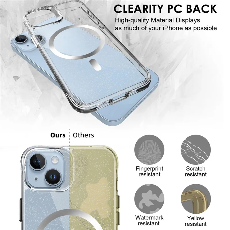 Bulk Purchasing For iPhone 13 mini Case Compatible with MagSafe Starry Glitter PC + TPU Phone Cover - Silver