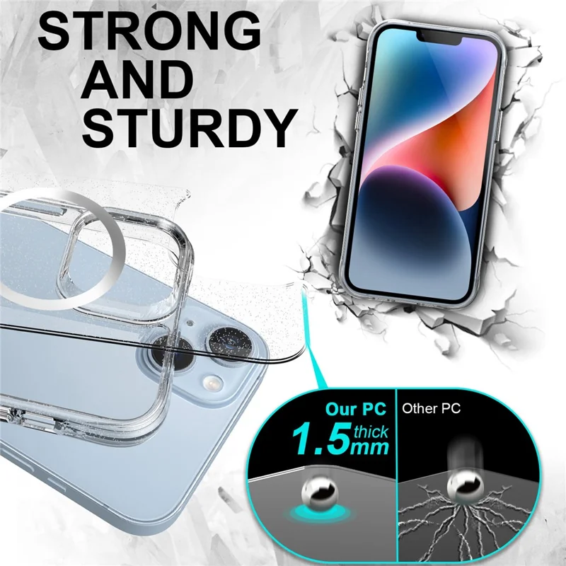 Bulk Purchasing For iPhone 13 mini Case Compatible with MagSafe Starry Glitter PC + TPU Phone Cover - Silver