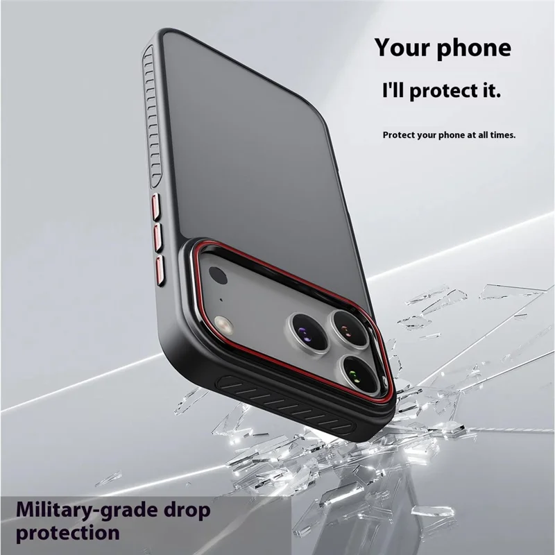 For iPhone 17 Pro Case PC + TPU Anti-Slip Matte Phone Cover - Black