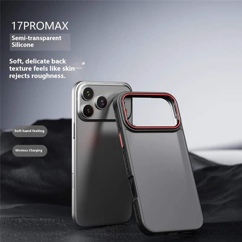 For iPhone 17 Pro Case PC + TPU Anti-Slip Matte Phone Cover - Black