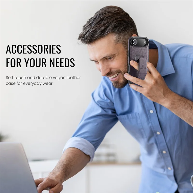 FIERRE SHANN For iPhone Air Case Kickstand Leather Slim Back Cover - Purple