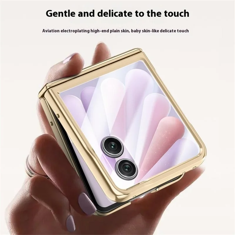 Fodral för Honor Magic V Flip 2, hängslingsskydd, läder + PC, elektropläterat mobilhölje med HD-skydd för bakre liten skärm – lila