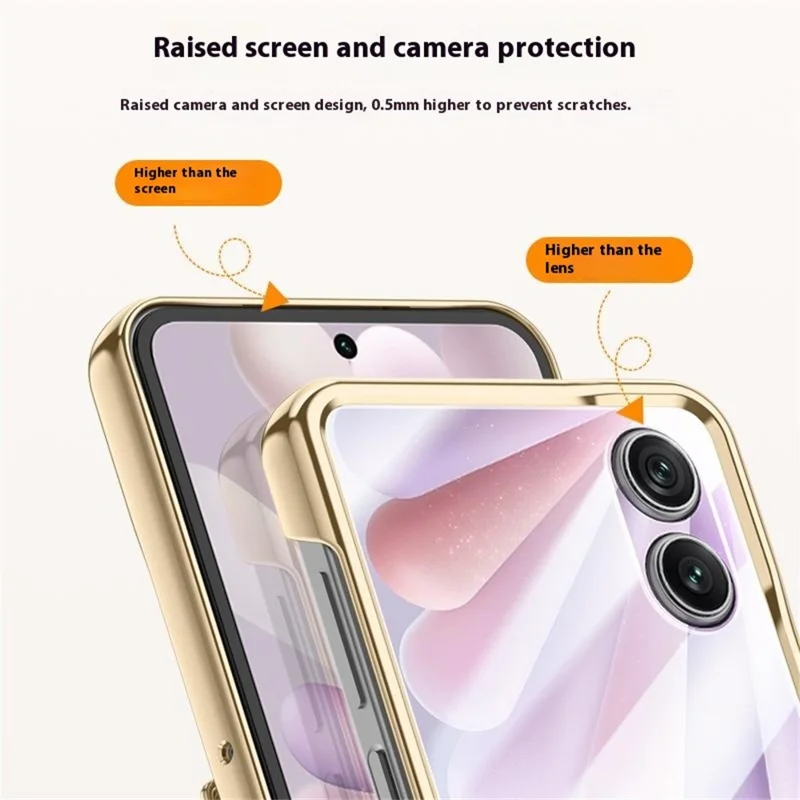 Fodral för Honor Magic V Flip 2, hängslingsskydd, läder + PC, elektropläterat mobilhölje med HD-skydd för bakre liten skärm – lila