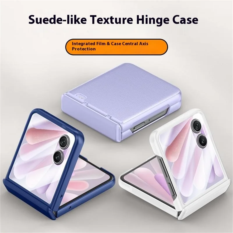 For Honor Magic V Flip 2 Case Leather + PC Phone Cover HD Rear Small Screen Protector - Purple