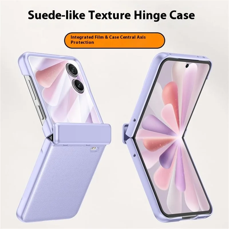 For Honor Magic V Flip 2 Case Leather + PC Phone Cover HD Rear Small Screen Protector - Purple