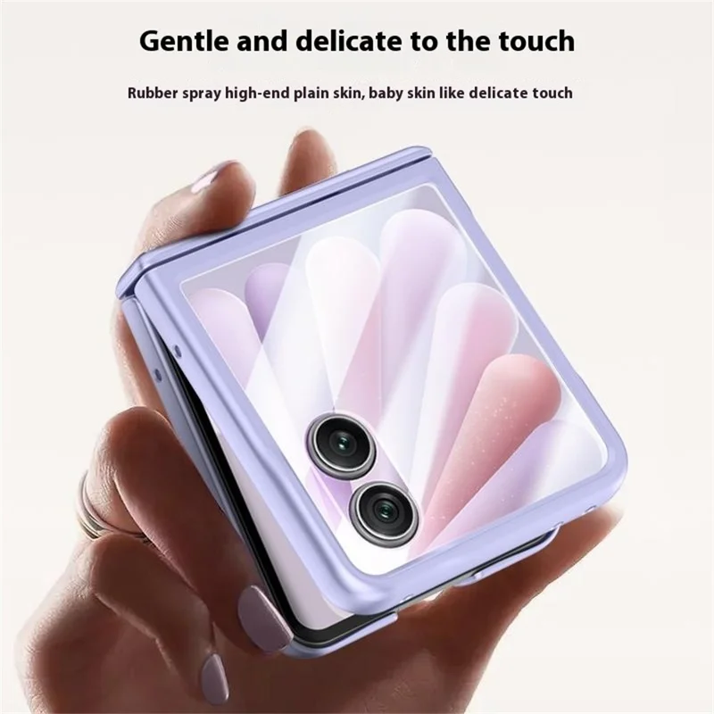 For Honor Magic V Flip 2 Case Leather + PC Phone Cover HD Rear Small Screen Protector - Purple