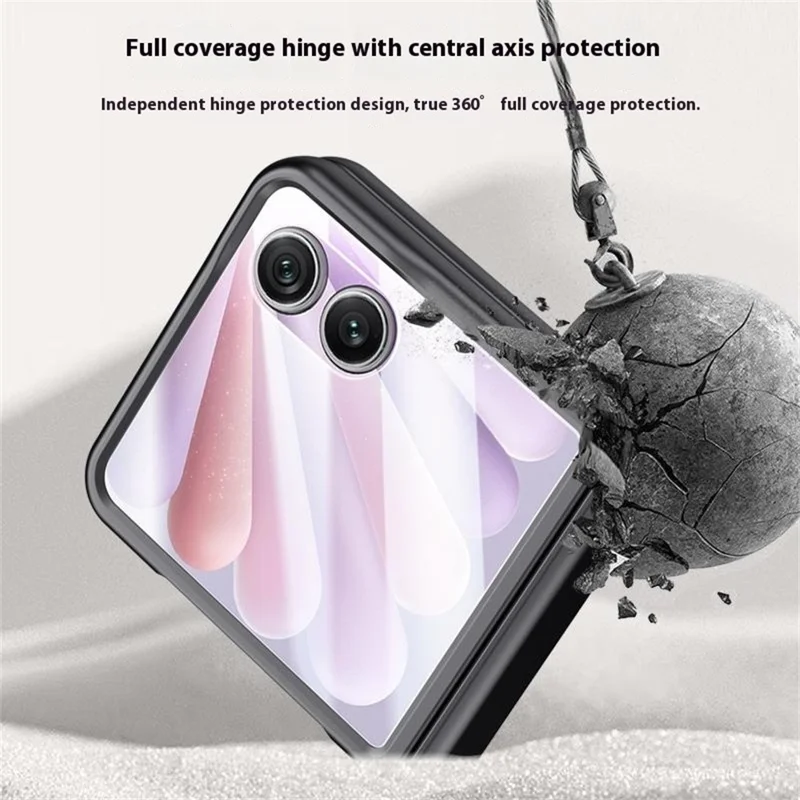 For Honor Magic V Flip 2 Case Leather + PC Phone Cover HD Rear Small Screen Protector - Purple