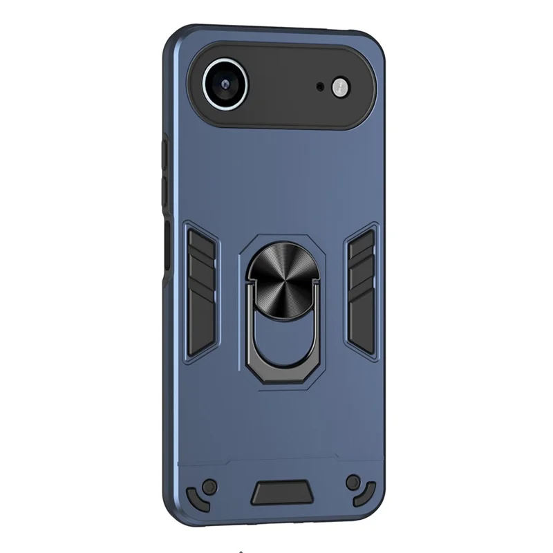 For iPhone Air Case PC + TPU Drop Defend Phone Cover with Ring Kickstand - Blue