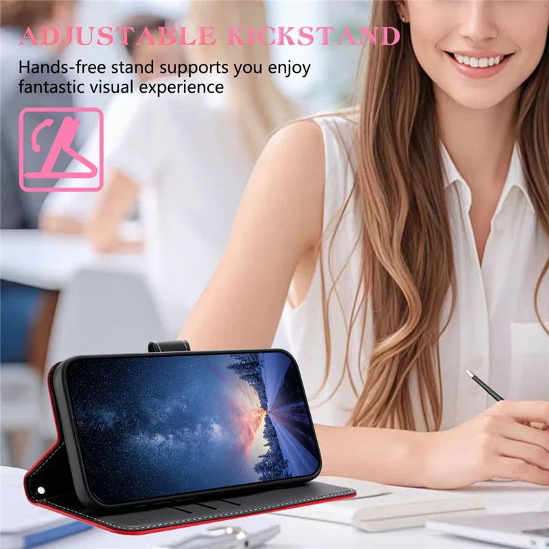 For Xiaomi Redmi Note 15 5G (Global) / 15 4G (Global) Case Bowknot Decor Wallet Leather Phone Cover with Wrist Strap - Red