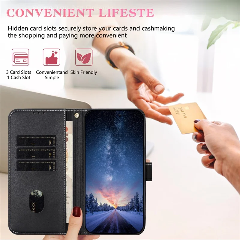 For Xiaomi Poco M8 Pro 5G / Redmi Note 15 Pro+ 5G (Global) Case Bowknot Decor Wallet Leather Phone Cover with Wrist Strap - Black