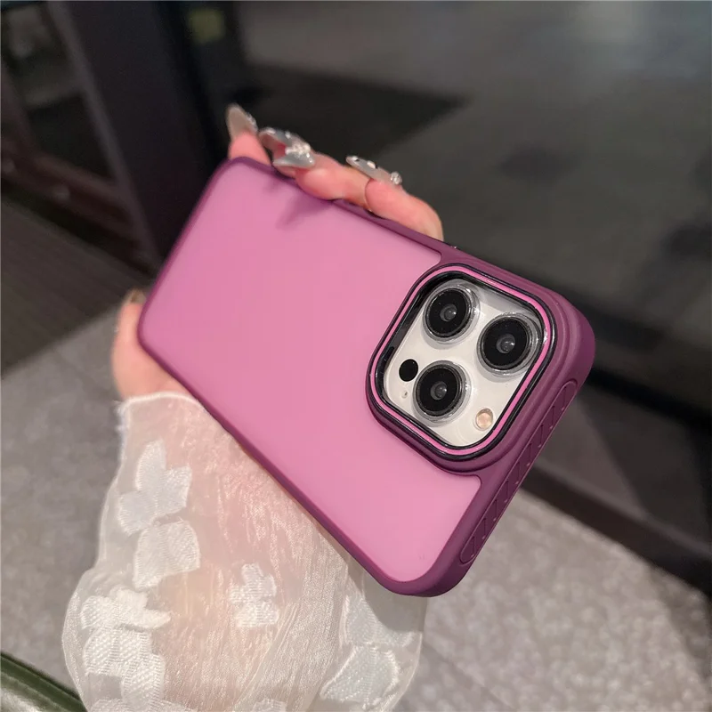 For iPhone 14 Pro Case PC + TPU Anti-Slip Matte Phone Cover - Purple