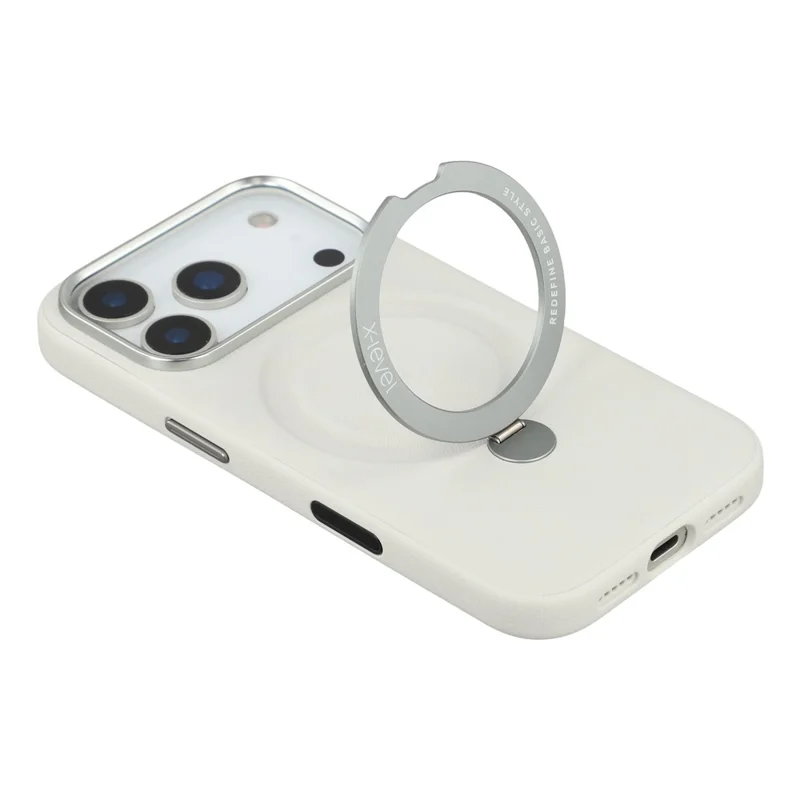 X-LEVEL For iPhone 17 Pro Max Magnetic Case Kickstand PC + PU Phone Back Cover - Grey