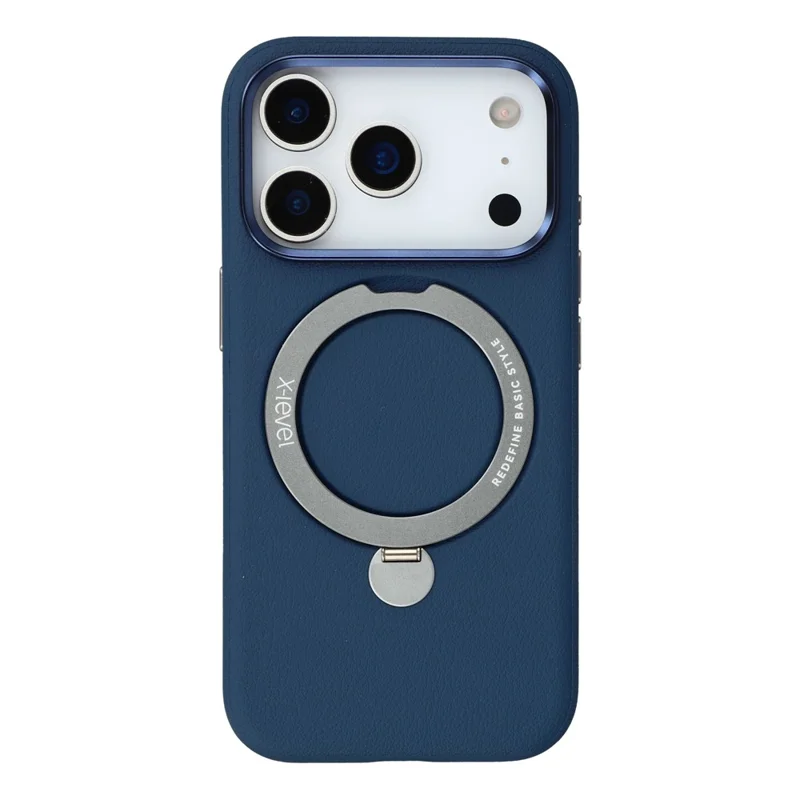 X-LEVEL For iPhone 17 Pro Max Magnetic Case Kickstand PC + PU Phone Back Cover - Blue