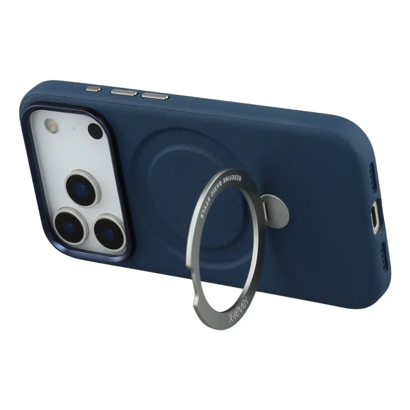 X-LEVEL For iPhone 17 Pro Max Magnetic Case Kickstand PC + PU Phone Back Cover - Blue