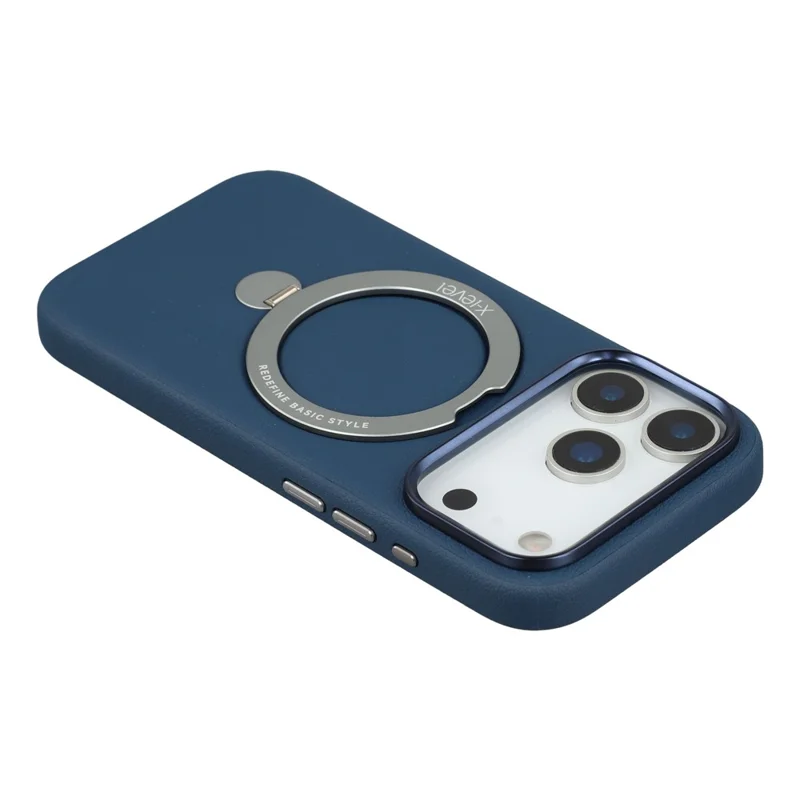 X-LEVEL For iPhone 17 Pro Max Magnetic Case Kickstand PC + PU Phone Back Cover - Blue