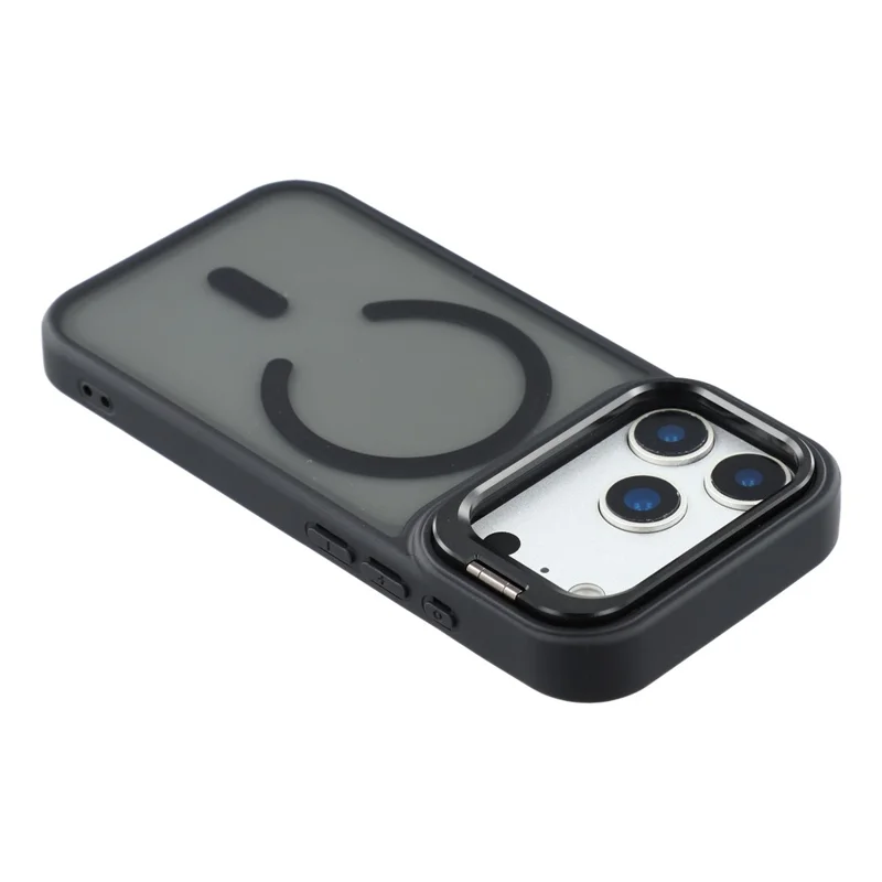 For iPhone 17 Pro Max Case Compatible with MagSafe Lens Kickstand TPU + PC Matte Phone Cover - Titanium Black