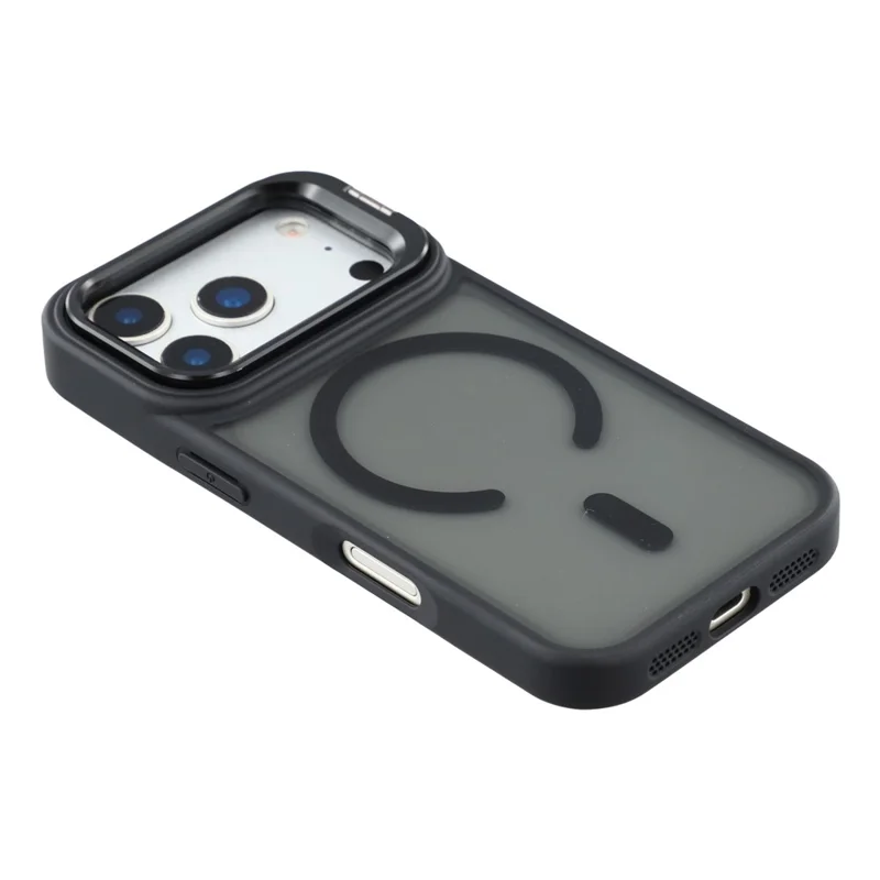 For iPhone 17 Pro Case Compatible with MagSafe Lens Kickstand TPU + PC Matte Phone Cover - Titanium Black
