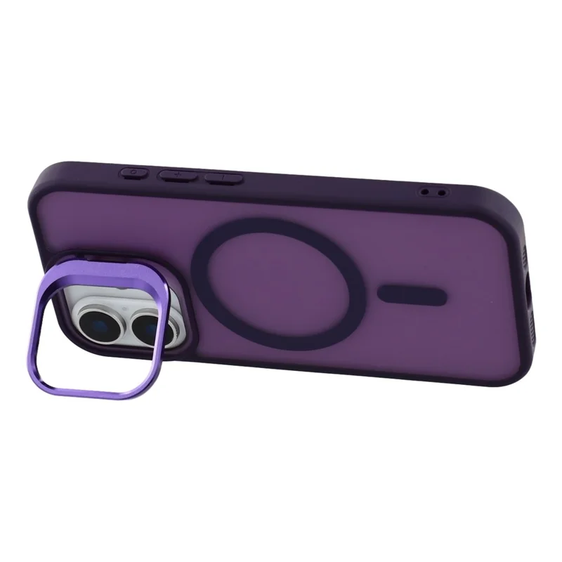 For iPhone 17 Case Compatible with MagSafe Lens Kickstand TPU + PC Matte Phone Cover - Dark Purple