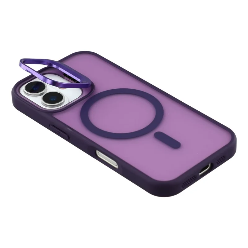 For iPhone 17 Case Compatible with MagSafe Lens Kickstand TPU + PC Matte Phone Cover - Dark Purple