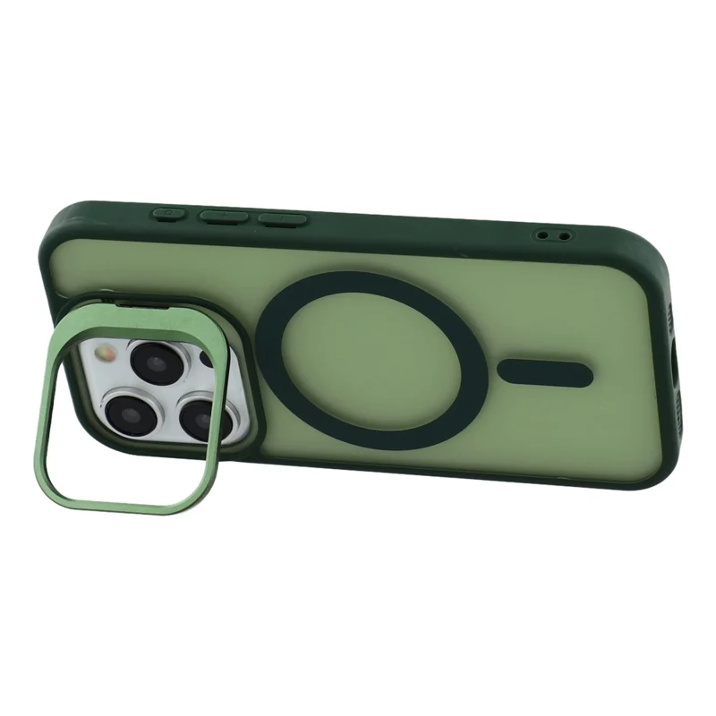 For iPhone 16 Pro Max Case Compatible with MagSafe Lens Kickstand TPU + PC Matte Phone Cover - Dark Green