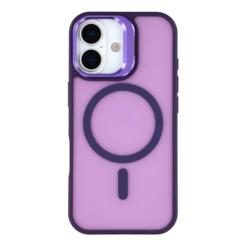 For iPhone 16 Plus Case Compatible with MagSafe Lens Kickstand TPU + PC Matte Phone Cover - Dark Purple