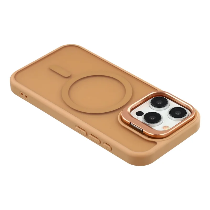 For iPhone 15 Pro Max Case Compatible with MagSafe Lens Kickstand TPU + PC Matte Phone Cover - Desert Gold