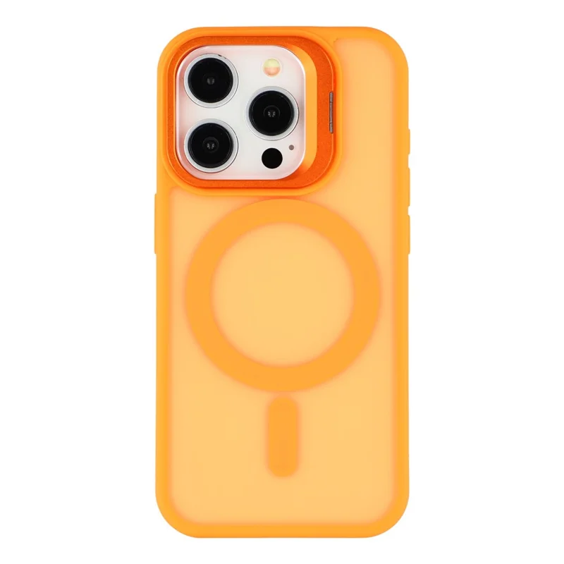 For iPhone 15 Pro Max Case Compatible with MagSafe Lens Kickstand TPU + PC Matte Phone Cover - Orange
