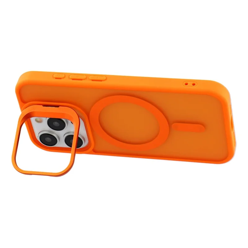 For iPhone 15 Pro Max Case Compatible with MagSafe Lens Kickstand TPU + PC Matte Phone Cover - Orange