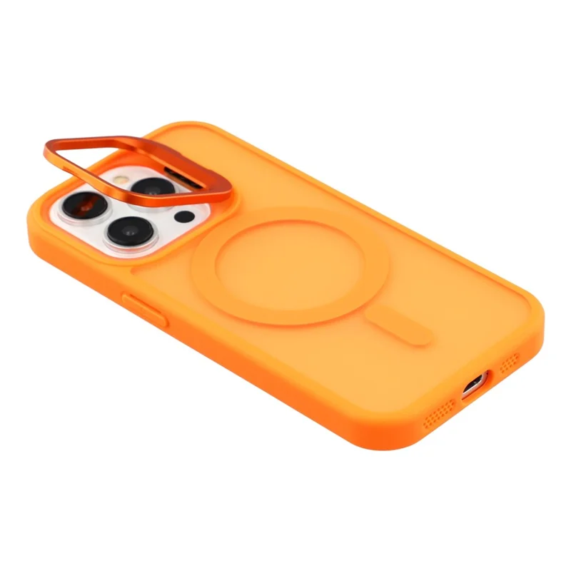 For iPhone 15 Pro Max Case Compatible with MagSafe Lens Kickstand TPU + PC Matte Phone Cover - Orange