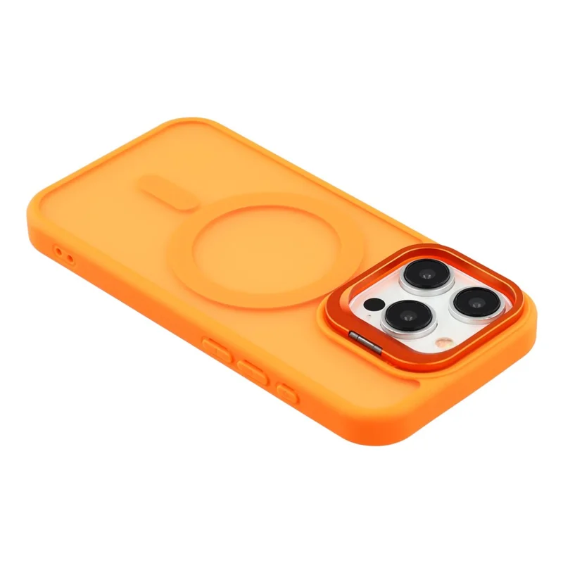 For iPhone 15 Pro Max Case Compatible with MagSafe Lens Kickstand TPU + PC Matte Phone Cover - Orange