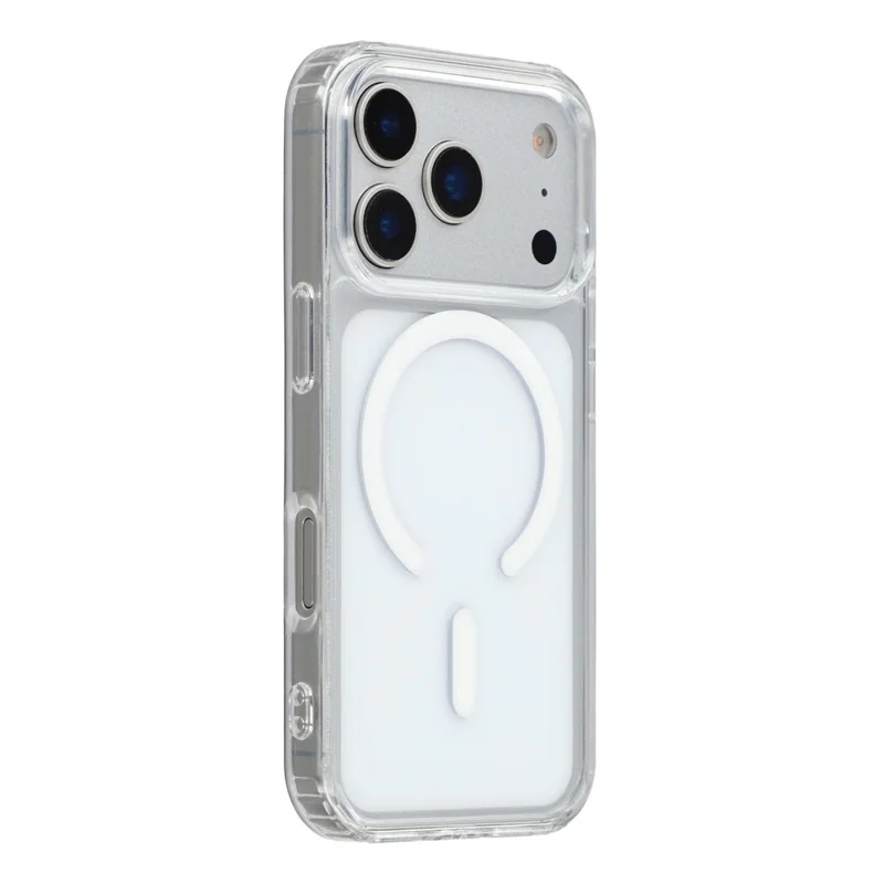 For iPhone 17 Pro Max Magnetic Case TPU PC Clear Phone Back Cover with Lanyard Hole