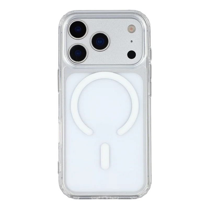 For iPhone 17 Pro Max Magnetic Case TPU PC Clear Phone Back Cover with Lanyard Hole