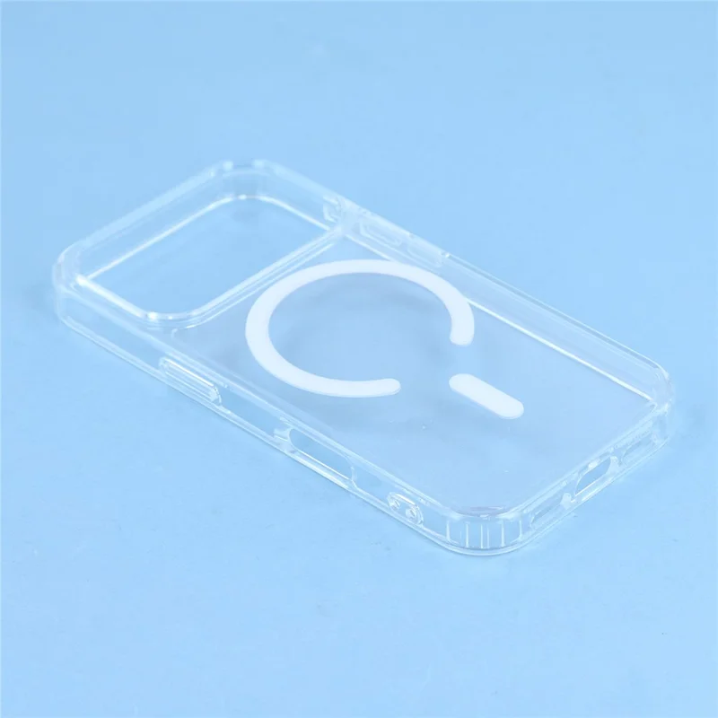 For iPhone 17 Pro Max Magnetic Case TPU PC Clear Phone Back Cover with Lanyard Hole