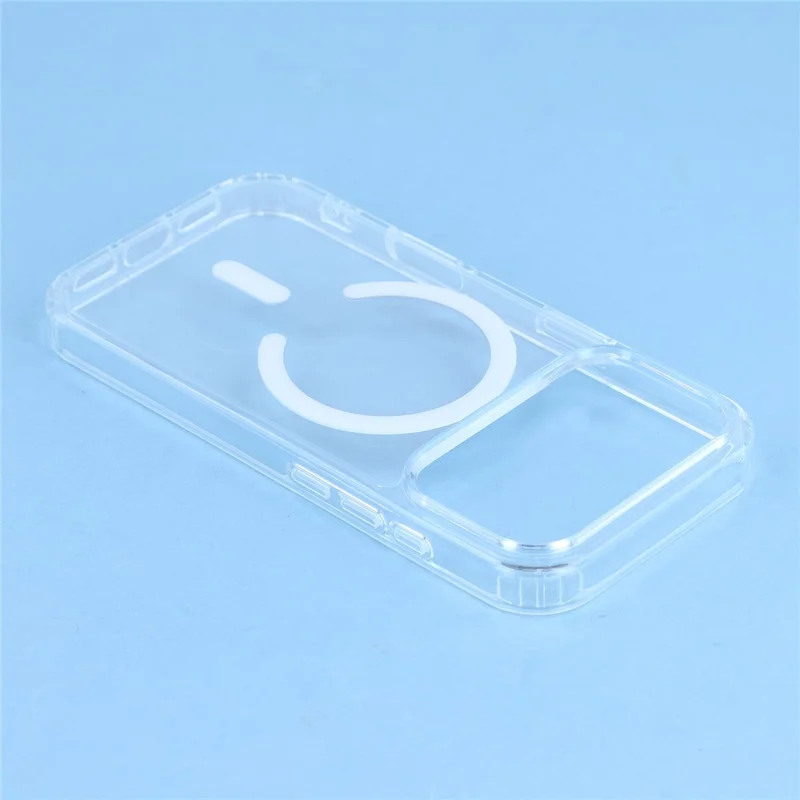 For iPhone 17 Pro Magnetic Case TPU PC Clear Phone Back Cover with Lanyard Hole