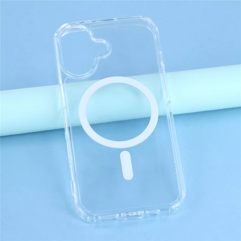 For iPhone 17 Magnetic Case TPU PC Clear Phone Back Cover with Lanyard Hole