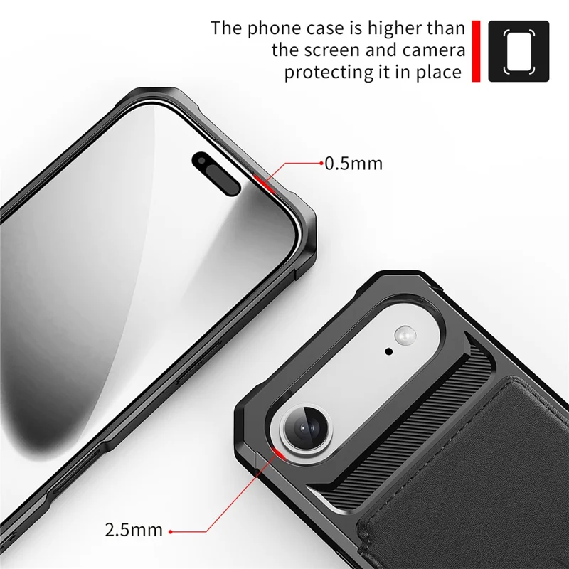 For iPhone Air Case with Card Holder PU Leather + TPU Phone Back Cover - Black