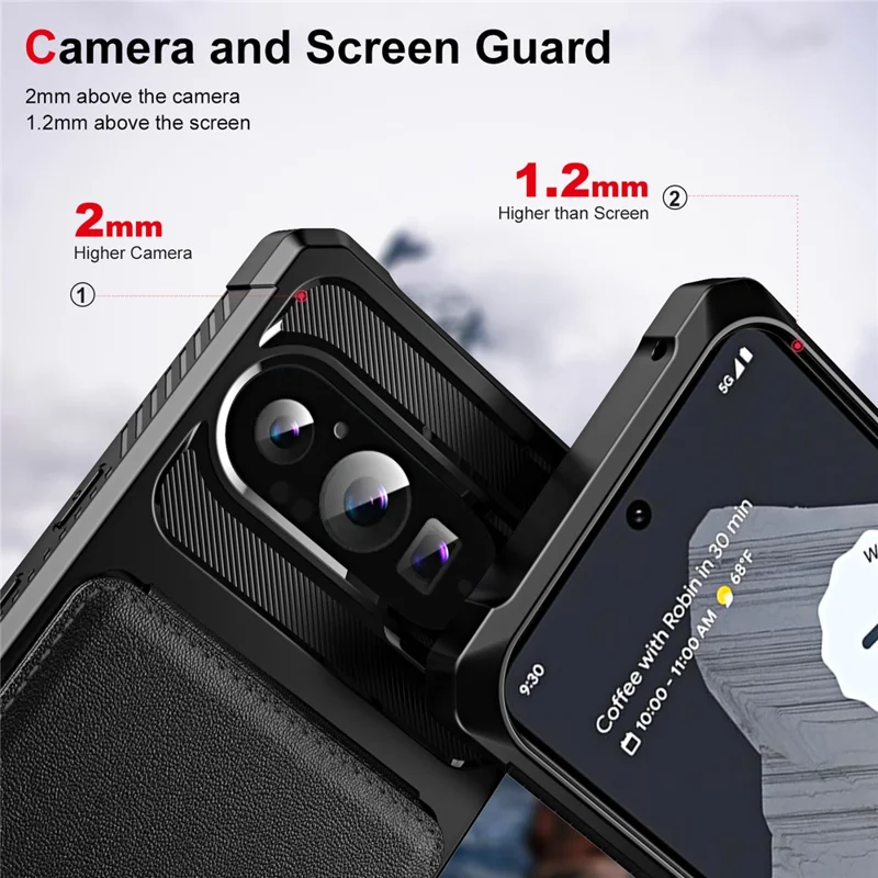 For Google Pixel 10 Pro XL Case with Card Slot Kickstand PU Leather + TPU Phone Cover - Black