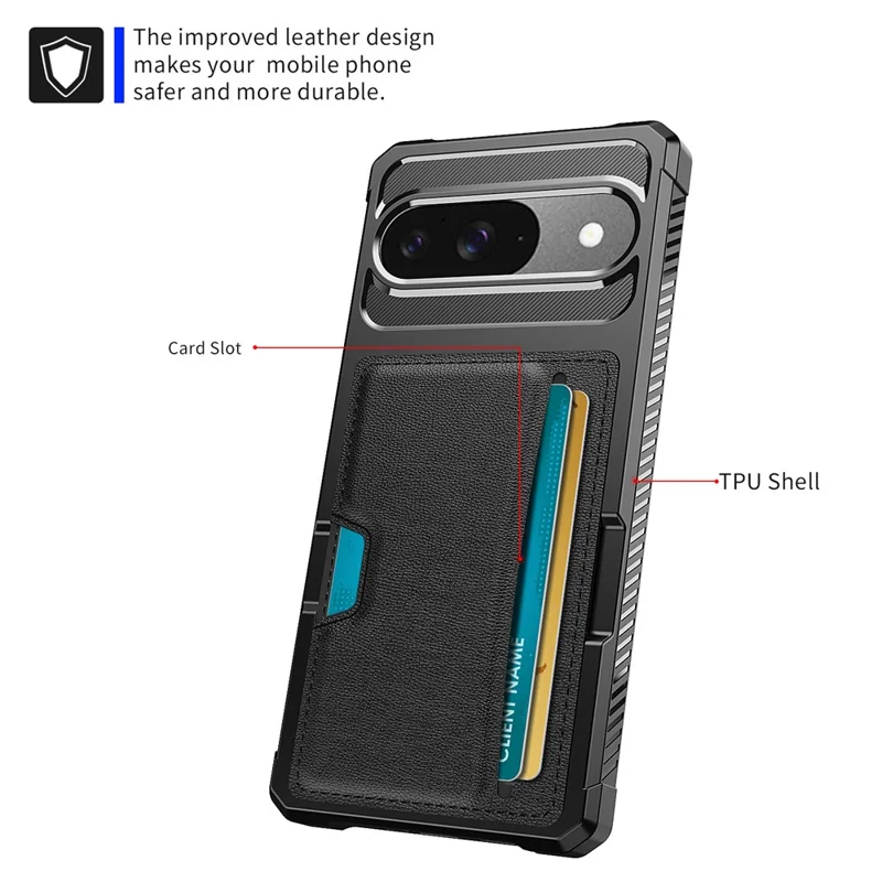 For Google Pixel 10 / Pixel 10 Pro Case Card Slot Leather + TPU Defender Phone Cover