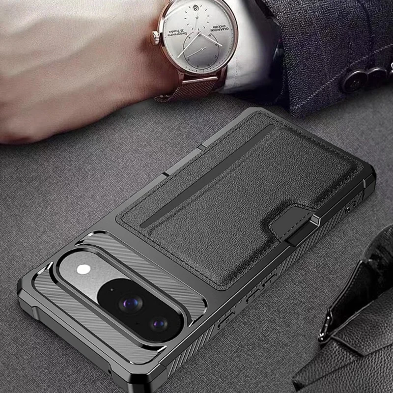 For Google Pixel 10 / Pixel 10 Pro Case Card Slot Leather + TPU Defender Phone Cover