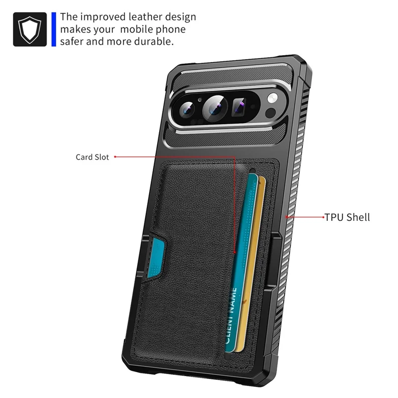 For Google Pixel 10 Pro XL Case Card Slot Leather + TPU Defender Phone Cover