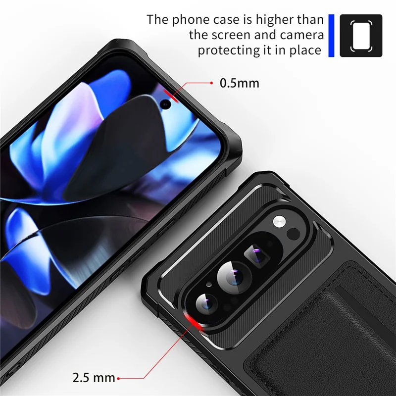 For Google Pixel 10 Pro XL Case Card Slot Leather + TPU Defender Phone Cover