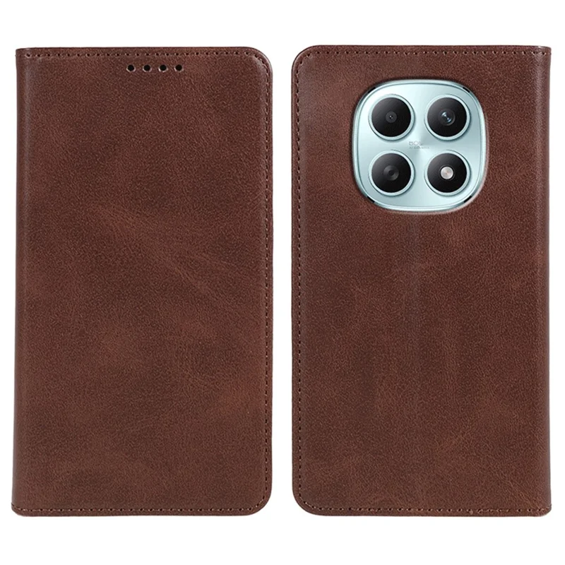 For Xiaomi Poco M8 5G / Redmi Note 15 5G (Global) / 15 4G (Global) Case Strong Magnetic PU Leather Phone Cover Calf Texture - Brown
