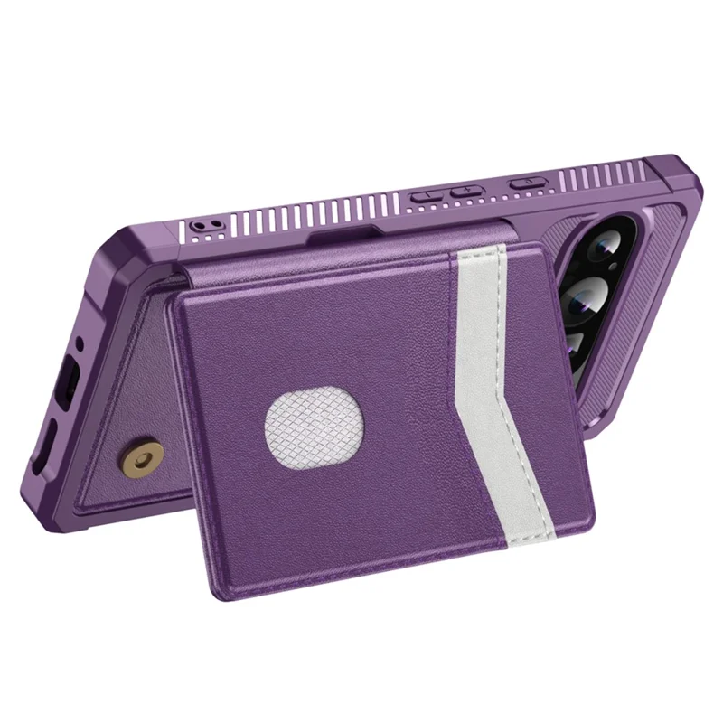 For Google Pixel 10 / Pixel 10 Pro Case RFID Blocking Card Slot Kickstand Leather + TPU Phone Cover - Purple