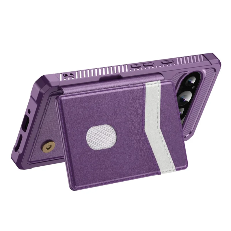 For Google Pixel 10 Pro XL Case RFID Blocking Card Slot Kickstand Leather + TPU Phone Cover - Purple