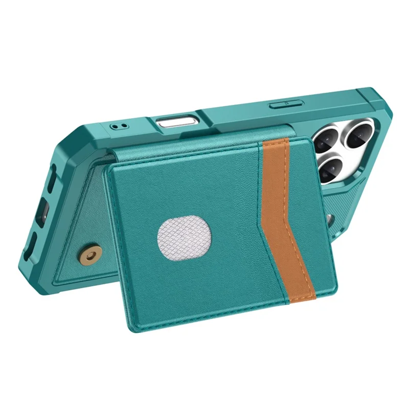For iPhone 17 Pro Case RFID Blocking Card Slot Kickstand Leather + TPU Phone Cover - Green