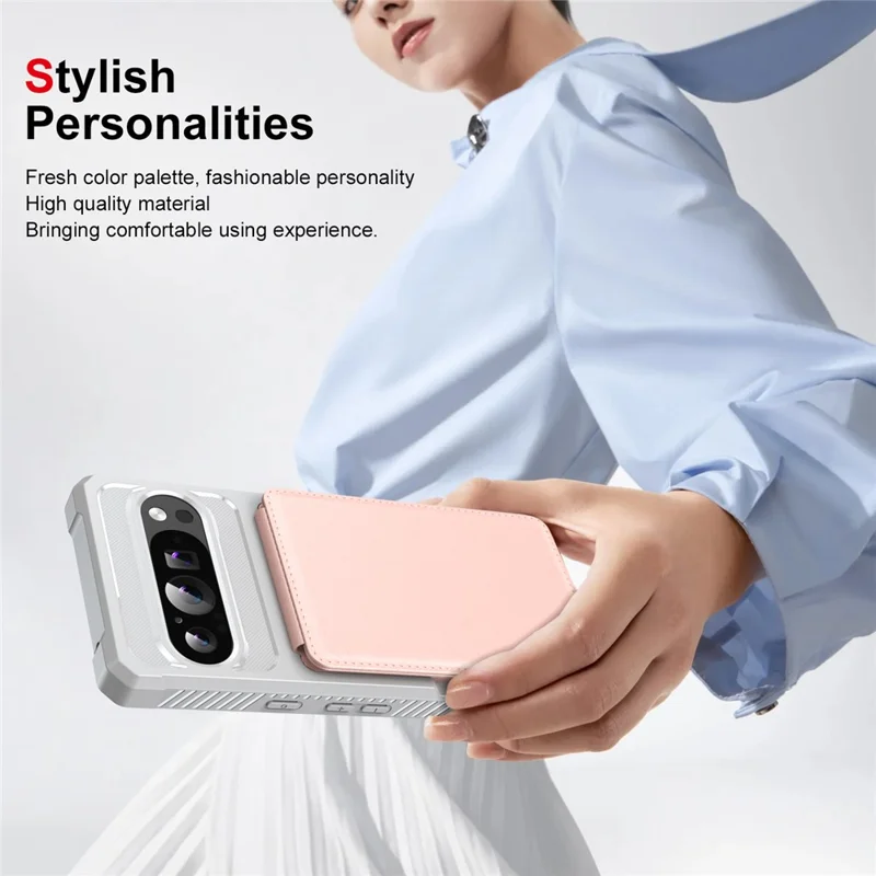 For Google Pixel 10 Pro XL Case Vertical Flip Card Slot Kickstand Leather + TPU Phone Cover - Light Pink